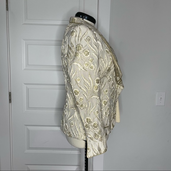 LILY & TAYLOR gold and cream long sleeve jacket * - Picture 5 of 11